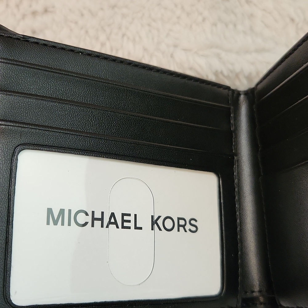 Michael Kors Black Textured Leather Bi-Fold Wallet - Picture 6 of 13